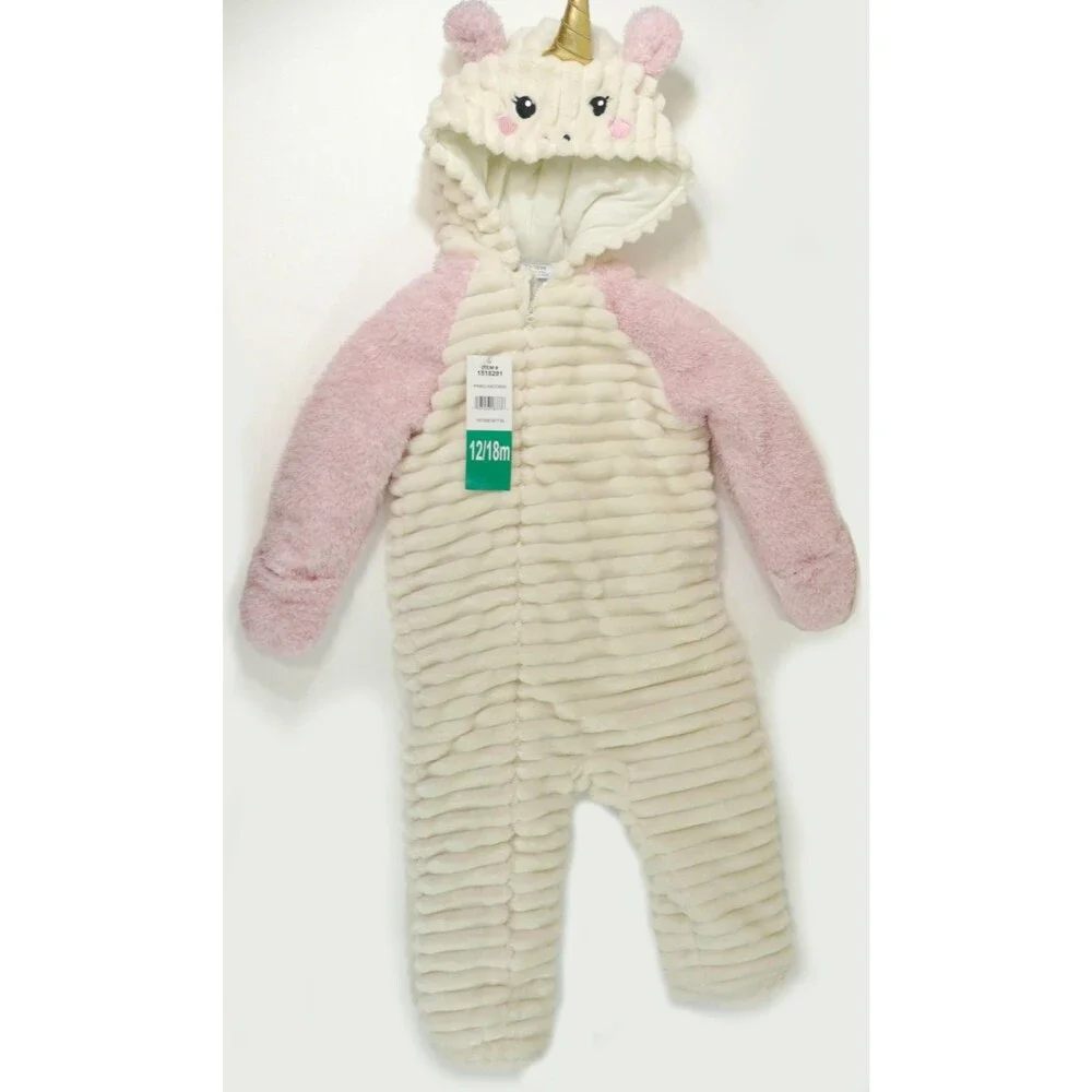 NEW Koala Baby Unicorn Hooded Plush Pink off White Pram Sack Sleeper 12-18M |